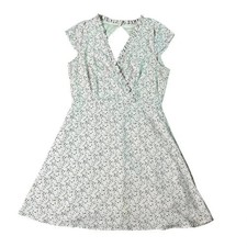 Lulus Off-White Floral Print Dress Mini Open Back Ruffle Size Medium Women's