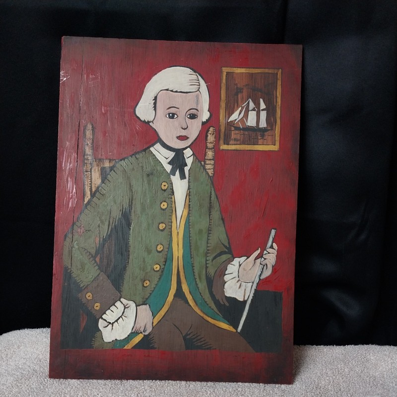 Vintage  American folk art paint by numbers on wood