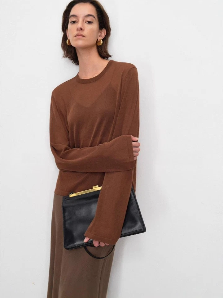 Camiseta Top Tejida Protector Solar Algodón Moda Mujer THE ROW Foto 4 de 4