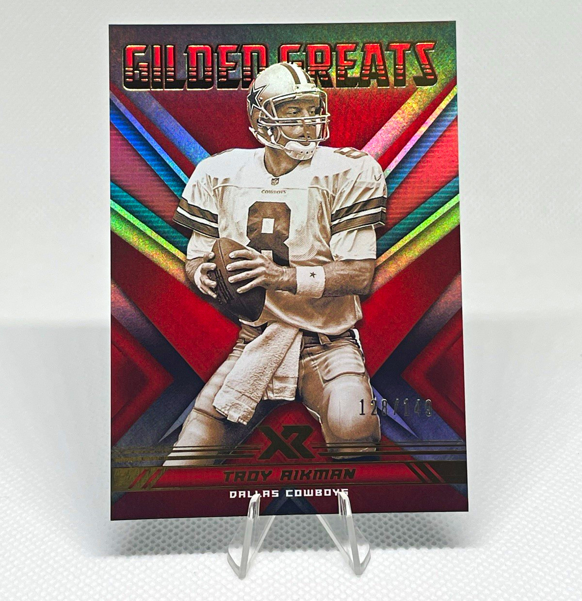 2020 Panini XR Football Gilded Greats Troy Aikman #5 Red Dallas Cowboys /149