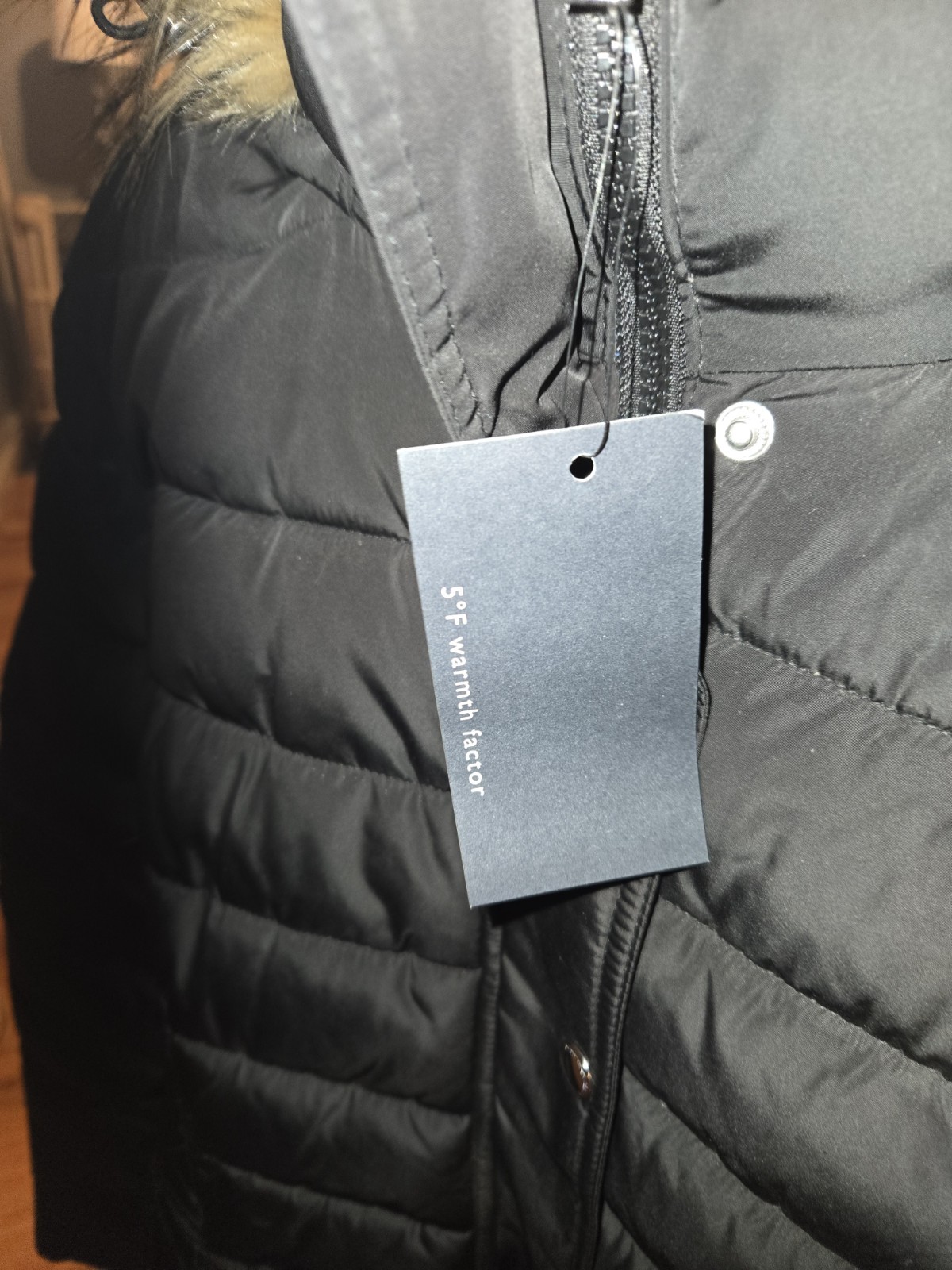 Tommy Hilfiger Women's Quilted Hooded Faux Fur Trim Coat Puffer Jacket Medium 