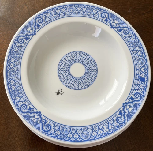 Calamityware 3 Shallow Soup Bowls 8 3/4” & 1 Salad Plate 8.5” Don Moyer Fly