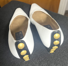 Vintage Stuart Weitzman White Leather Pumps Gold Stud Heel Spain Women  s 6.5