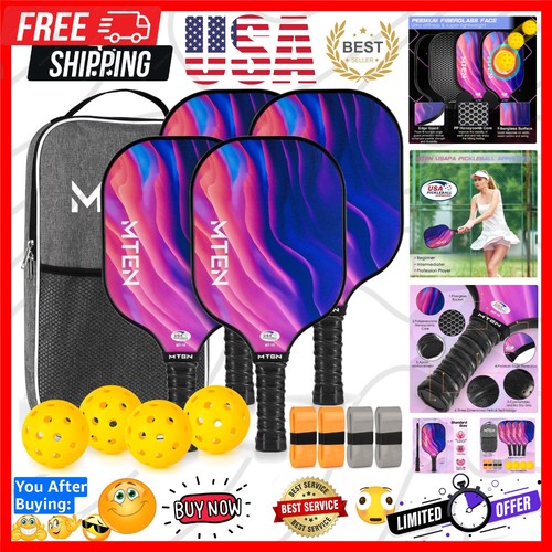 Pickleball Paddles Set of 2 or 4, or Single Paddle – USAPA Approved Fiberglas... - Picture 1 of 8