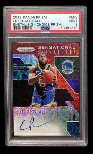 2019 panini prizm # eric paschall rc; red choice sensational rookie auto PSA 9