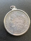 1889 Morgan Silver Dollar Circulated Business Strike Fineness US Coin in setting