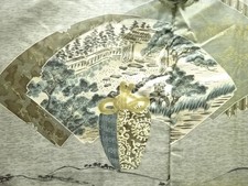 7736752: JAPANESE KIMONO / ANTIQUE MENS HAORI / SILK / TEA UTENSILS lining 