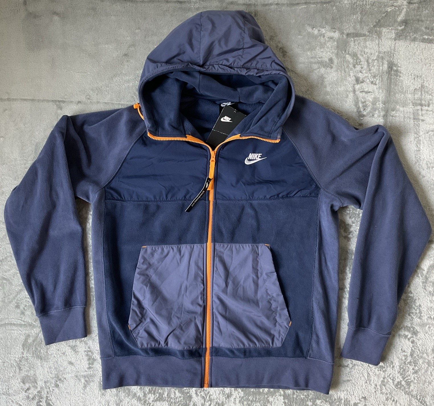 SACAI X NIKE NIKE Polar Fleece Giacca Tuta BV3592 Blu Arancione Cerniera Contrasto Taglia M#463