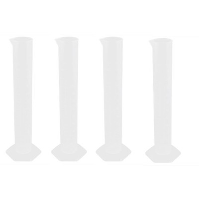 Plastic Lab Graduated Measurement Cylinders Beakers 100ml 4pcs Clear