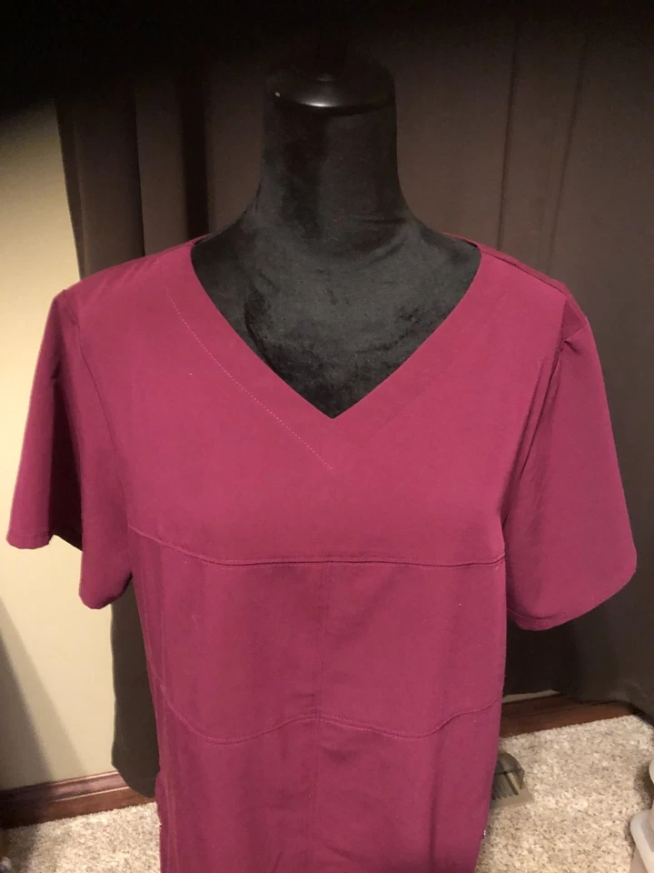 Grey's Anatomy by Barco Women’s Wine Scrub Shirt Top 2XL - Image 2 of 4