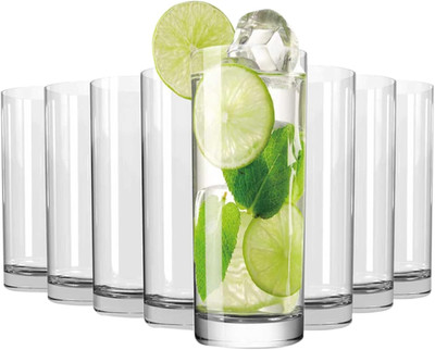 Wlasss Drinking Glasses Set of 8, 16Oz Glass Cups, Kitchen Highball Glasses 