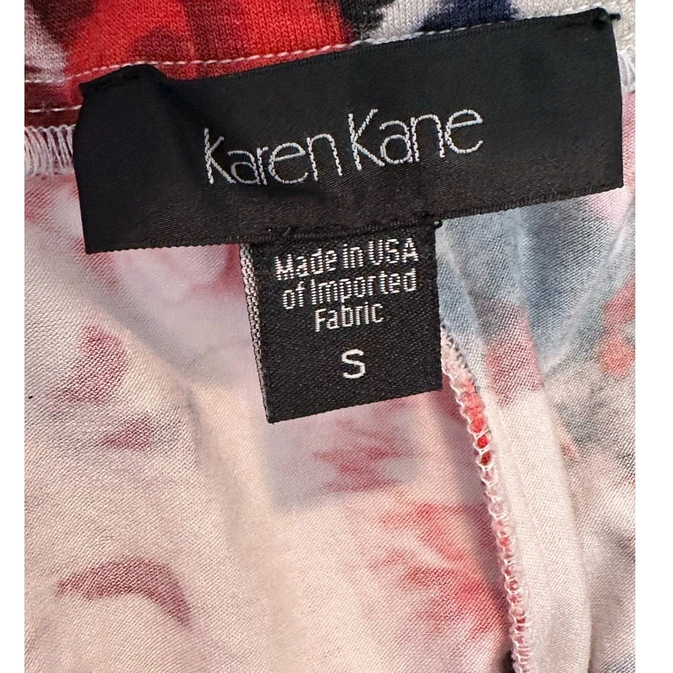 Karen Kane Floral Rojo Azul Sobre Off White Pull On Pantalones Talla Pequeña Foto 3 de 4