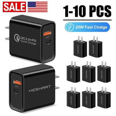 For iPhone16e 15 14 13 12 20W Fast Charger Block PD QC3.0 Wall Power Adapter Lot