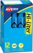 HI-LITER R Desk Style Fluorescent Highlighters Fl. Blue Chisel Tip Bulk - 12EA