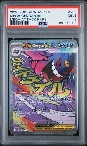 Pokemon TCG ME: Ascended Heroes - Mega Gengar ex 269/217 Mega Attack Rare PSA 9