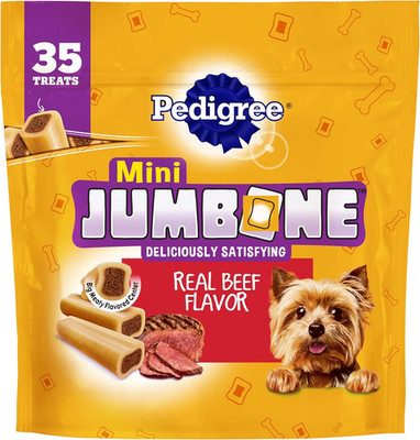 Mini Jumbone Small Dog Treats, Dog Bone like Shell with Beef Flavor, 35 Treats (