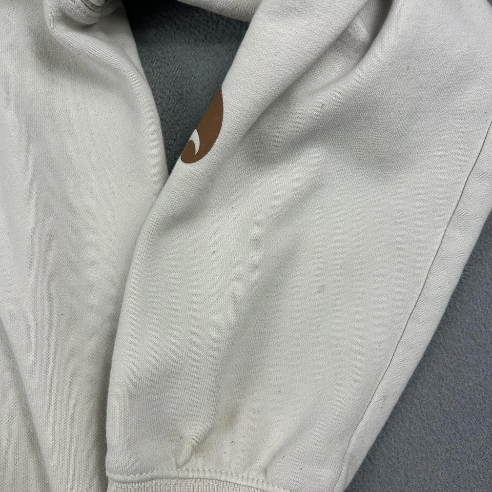 Carhartt Hoodie Mens Large Tall White Loose Fit Sleeve Logo Pullover Sweatshirt - Image 4 of 4