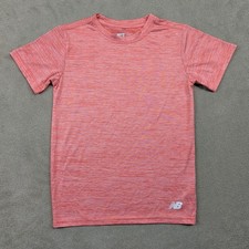 New Balance Size M 10/12 Kids Heathered Coral Pink Short Sleeve Performance Tee
