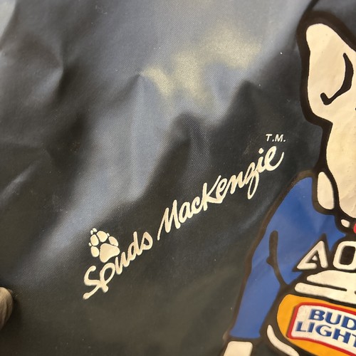 Vtg 80s Spuds Mackenzie Bud Light Beer Satin Nylon Navy Bluue Jacket Large 1987 - Picture 13 of 23