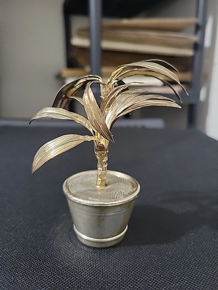 Antique 800 Sterling Silver Miniature Palm Tree Plant Medusa Oro Arezzo Italy Foto 4 de 4