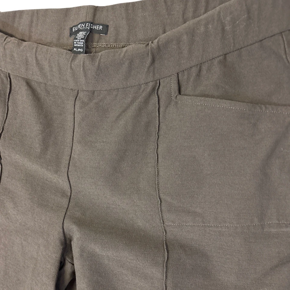 Eileen Fisher Petite Pants Womens PL Pull On Comfort Stretch Khaki Brown Gray - Image 2 of 4