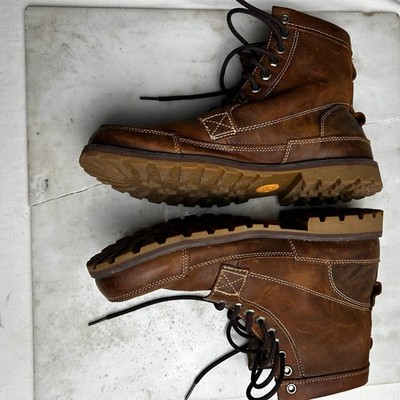 Timberland Men's Dark Brown Leather Boots Size 10.5 Lace Up Ankle