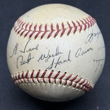 1950s Hank Aaron Eddie Mathews Spahn Signed Baseball Atlanta Braves HOF Playing