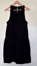 Banana Republic Black Dress Drawstring Waist Side Slit Pockets Size14 Pre-owned