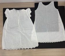 Antique Embroidered Lace Christening Baptism Gown Edwardian Baby Dress 2 Set