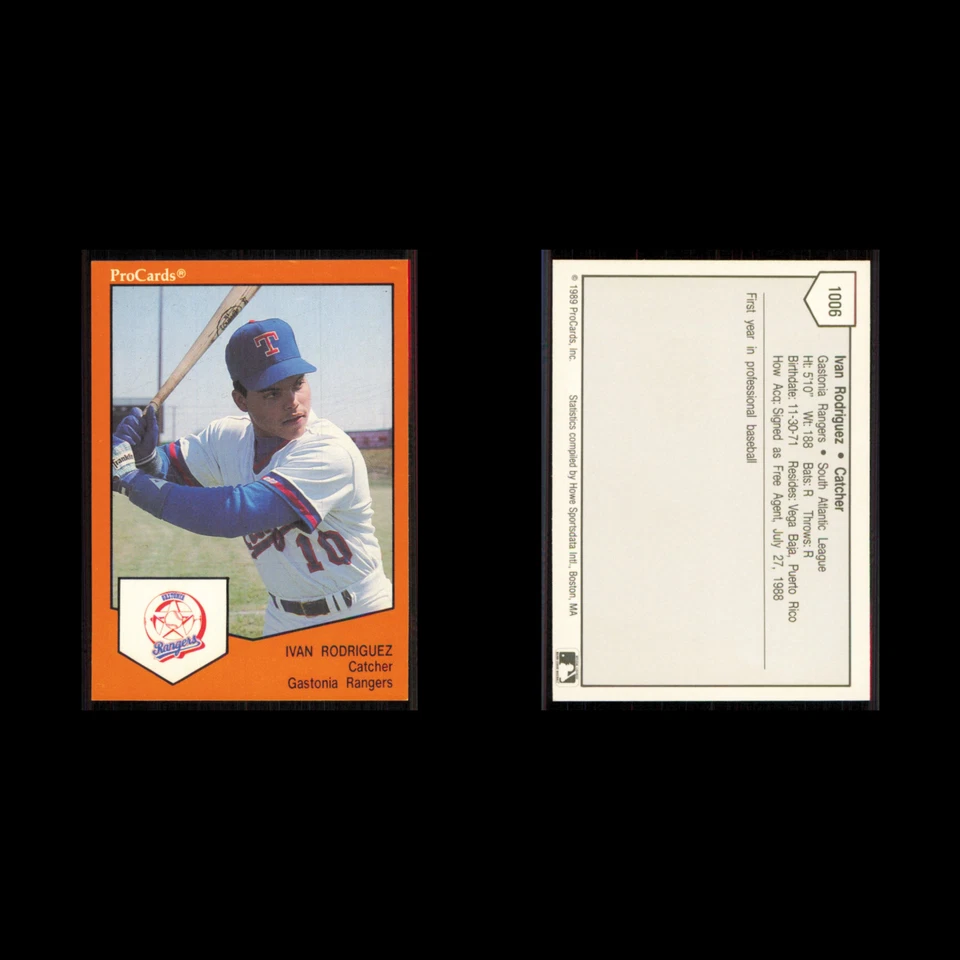 Ivan Rodriguez #1006 1989 ProCards Minor League Team Sets Gastonia Rangers Card - Image 3 of 3