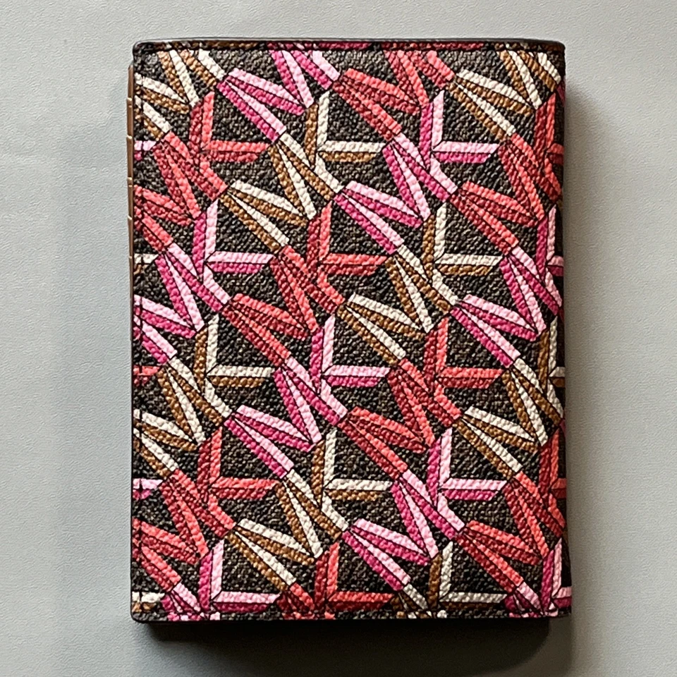Cartera pasaporte de viaje Michael Kors MK monograma logotipo Bedford marrón/rosa, regalo Foto 4 de 4