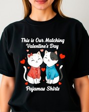 Matching Valentine Day T-Shirt, Cat Couple Pajama Cute Love Heart Tee