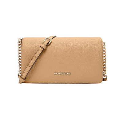 Michael Kors Jet Set Travel Medium Pebbled Leather Full Flap Crossbody Bag Camel