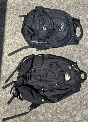 North Face & Under Armour Black Men's Back Pack Black Gray Grey backpack Pair