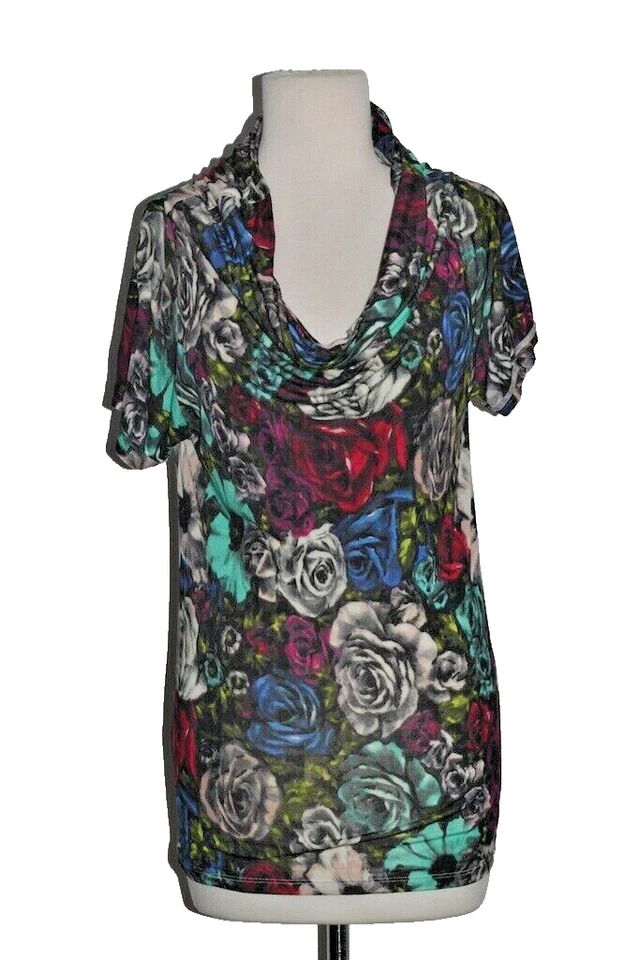 Camiseta drapeada LANVIN multicolor suave manga corta estampado floral talla M Foto 2 de 4