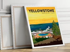Yellowstone, National Park 40x50cm Stretched Travel Canvas Wall Art Print