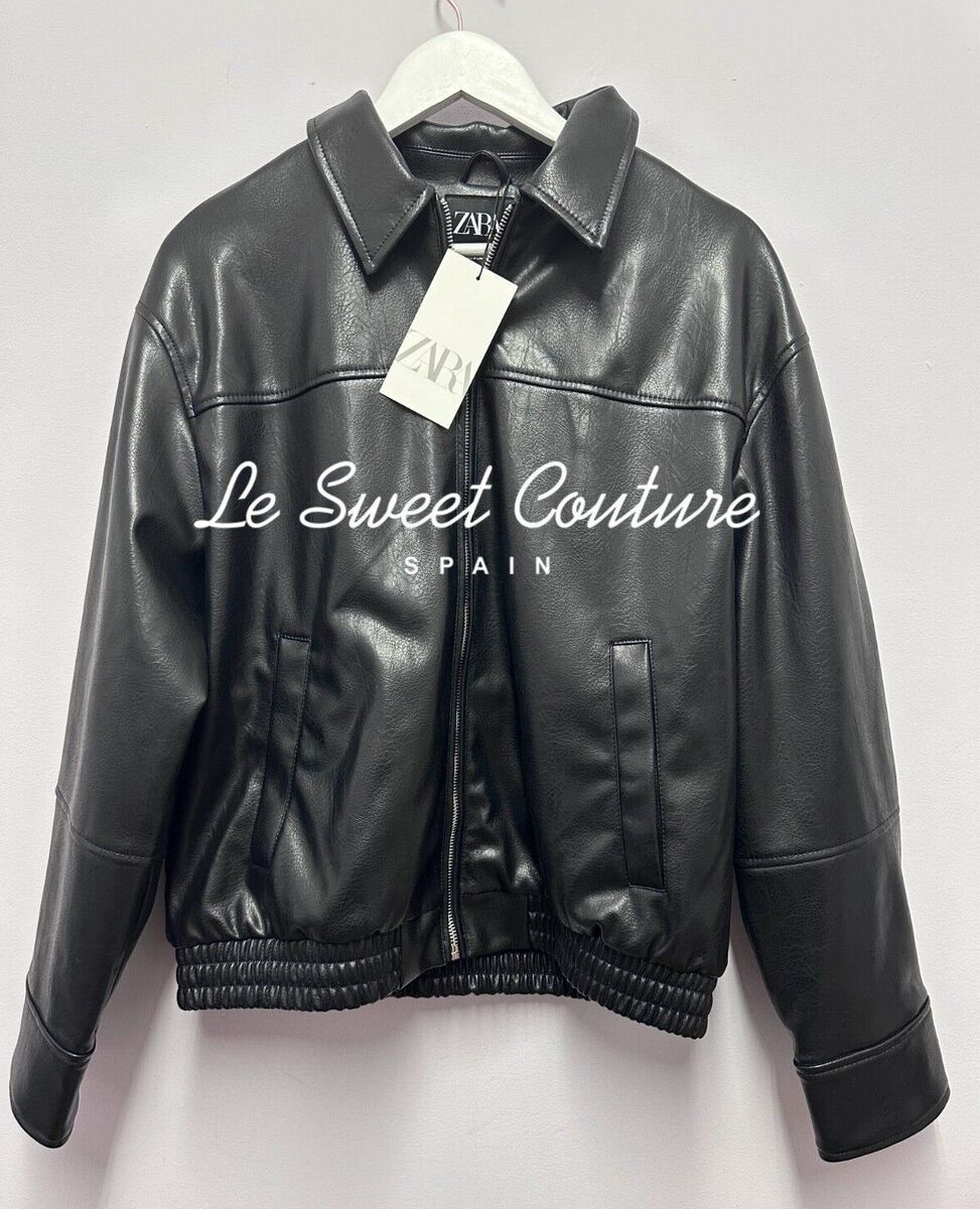 ZARA WOMAN FW24 BLACK FAUX LEATHER BOMBER JACKET ALL SIZES ZARA WOMAN FW24 BLACK FAUX LEATHER BOMBER JACKET ALL SIZES