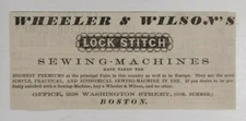1865 Wheeler & Wilson's Lock Stitch Sewing Machines Advertisement Boston, Massac