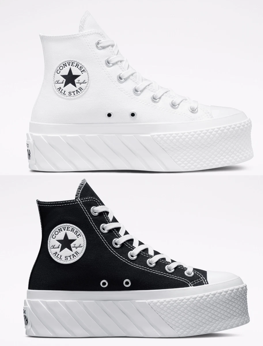 Converse platform hi hotsell trainers black white