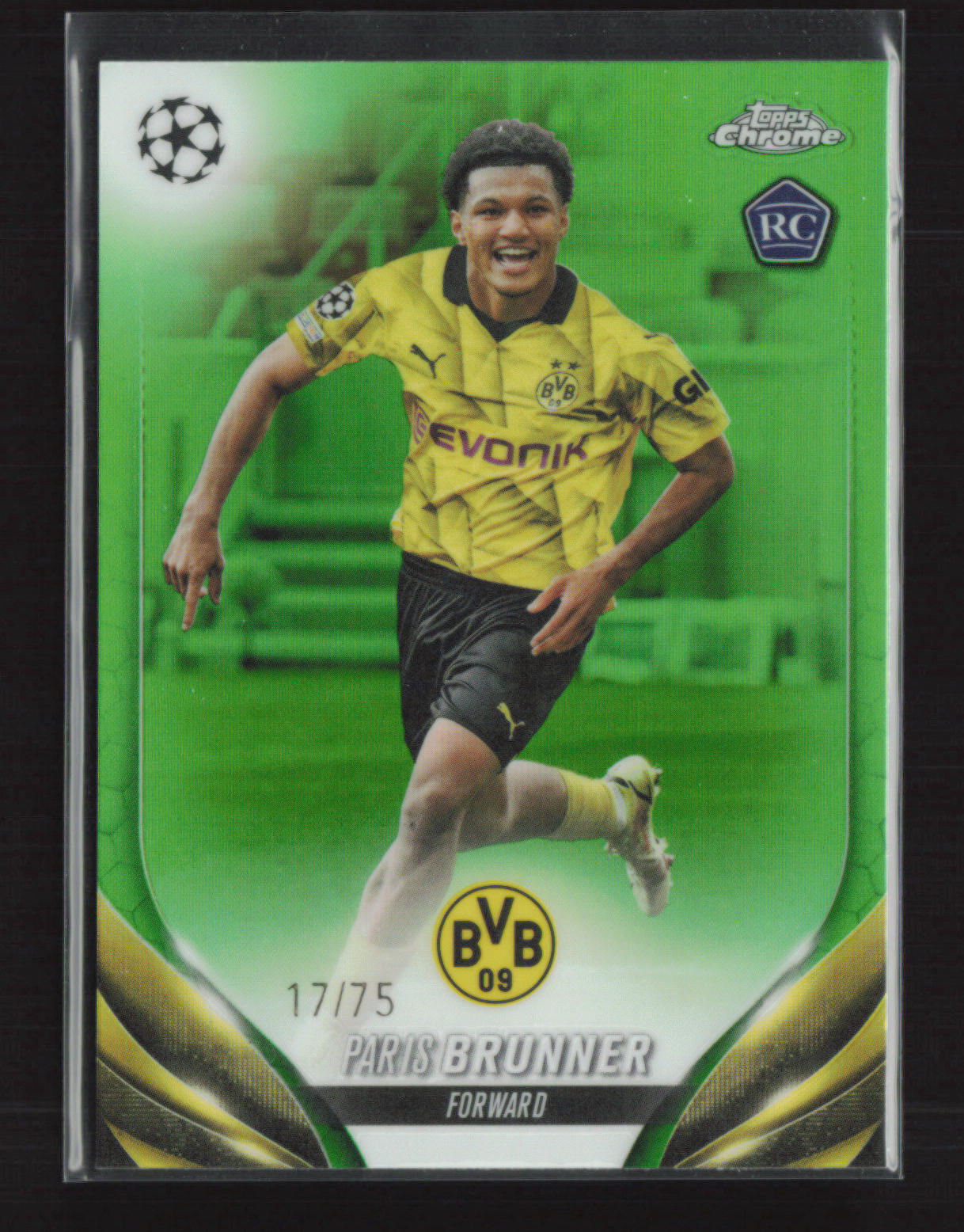 Paris Brunner RC 2023-24 Topps Chrome UEFA Green Refractor 17/75