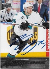 Autographed 15-16 UD San Jose Sharks Young Guns Dylan DeMelo Signed Rookie Card