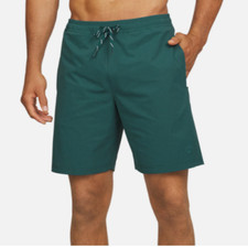NEW Lands' End Mens L Swim Shorts Green Recycled Polyester UPF 50 Quick Dry