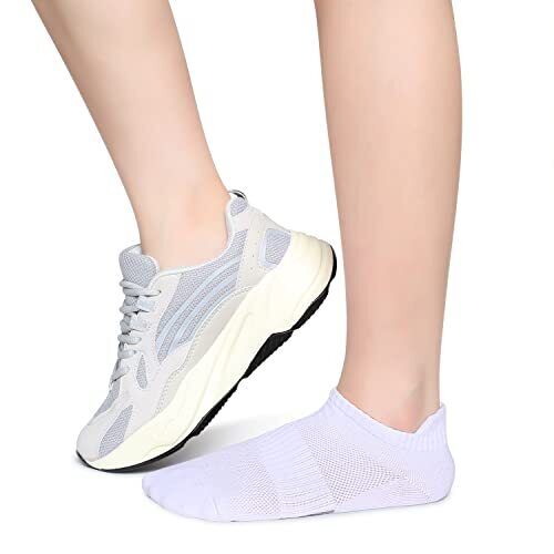 Women's 10 Pairs Athletic Running Low Cut Socks Thin Cotton Soft 5-8 A04-white - Foto 6 di 7