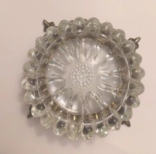Vintage Ashtray Mementos Clear Glass Daisy Ornate Decorative Metal Base 