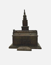Antique Enterprise Cast Iron Independence Hall Still Penny Bank 1875 America