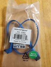 Monoprice 18in SATA 6Gbps Cable W/ Locking Latch 90-degree to 180-degree , Blue