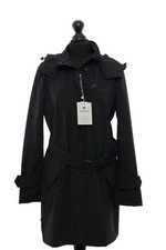 Woolrich Womens Trench Coat WS Belted Fayette Coat S Black Lightweight Hooded NEW