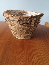 Wicker Woven Basket for Plants w/plastic lining 9" top rim circumference