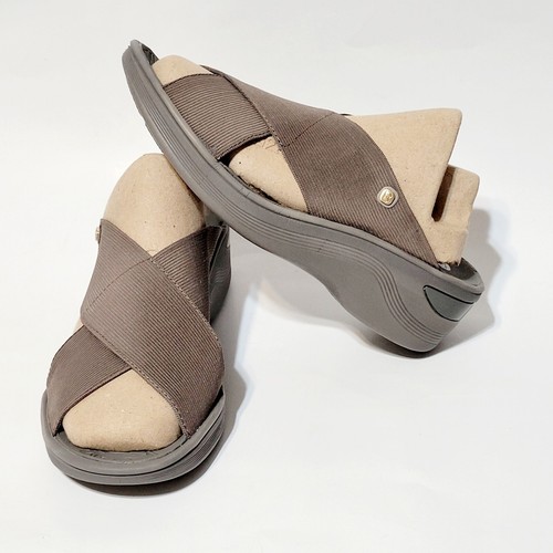 Bzees Desire Slip On Wedge Morel Slide Sandals Heel Elastic Straps Wms 9.5W US - Picture 7 of 19