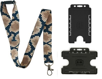 Exotisches Tier Python Schlangenleder Druck Halsband & doppeltes schwarzes Ausweisetui